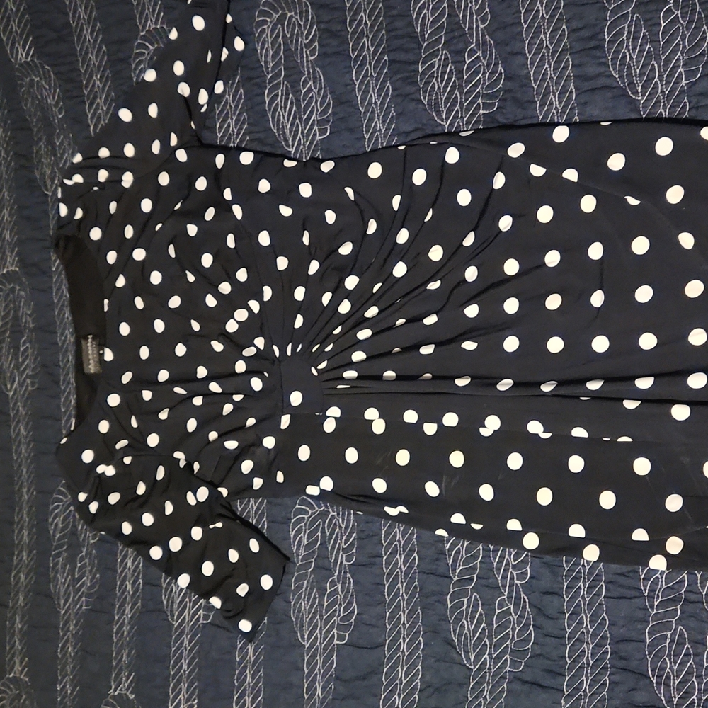 Navy poke a dot maternity dress